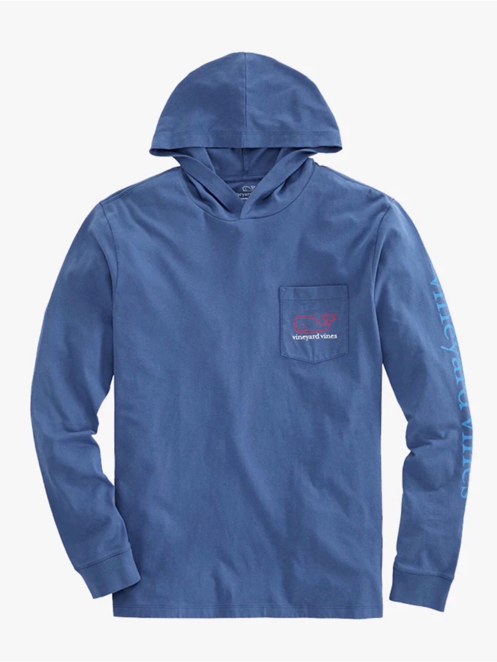 VINEYARD VINES Dark Navy Long Sleeve Tri Color Whale Hoodie Loose Fit sz small